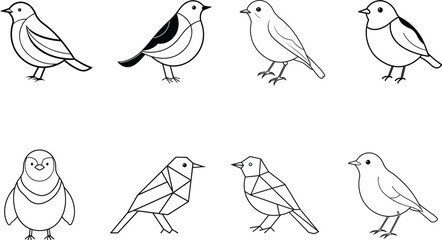 Geometric Bird Illustrations: Simple Line Drawings