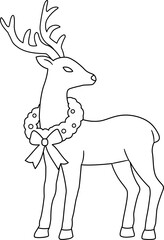 Isolated christmas deer outline vector.
Elegant Christmas deer outline vector.
Deer wearing Christmas wreath outline SVG.
