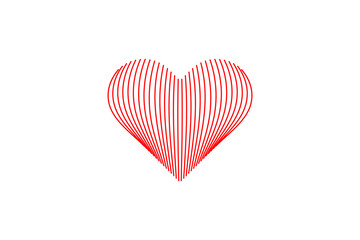 Heart Icon. Stripped Lines Heart Symbol Isolated On White Background. Flat Vector Design Template Elements.
