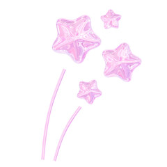 3D Holographic Pink Crystal Elements 