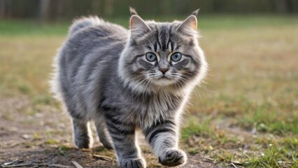 Obraz premium Blue siberian cat in the park