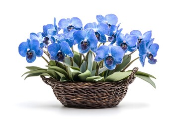 Blue Orchid Flower Arrangement in Wicker Basket