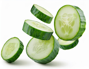 Slice of cucumber isolated on white background.
