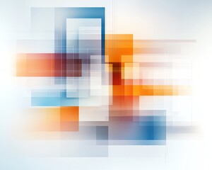 Vibrant abstract design featuring layered geometric shapes in blue and orange, creating a dynamic and modern visual aesthetic.