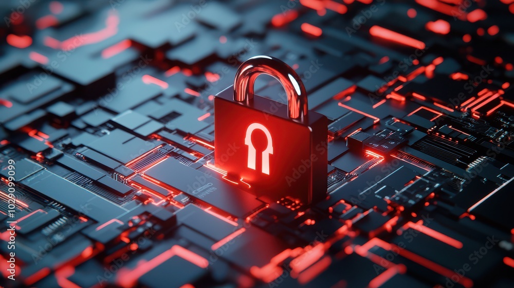 Poster Secure digital locks symbolize data protection in the tech age