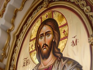 Obraz premium Jesus in traditional Eastern Orthodox iconography