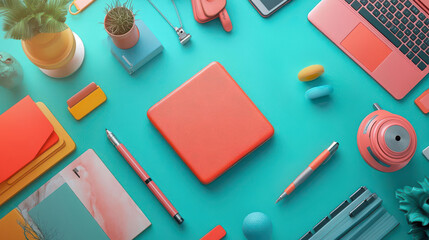 Online store flat design top view ecommerce animation Complementary Color Scheme