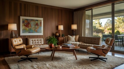 Fototapeta premium midcentury living room interior