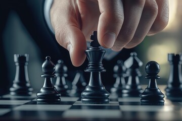Strategic Advantage Concept with Chess Piece in Corporate Environment Design for Print
