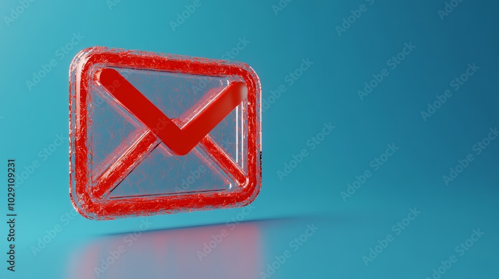 Poster email symbol icon on a blue background representing communication and messaging