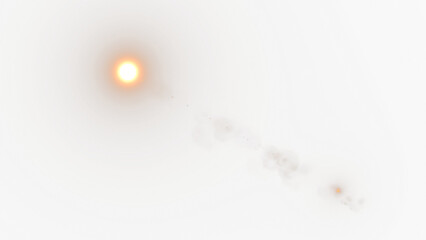Flare Sun on transparent background,Isolated Starburst Light with Golden Glow Effect