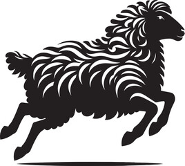Black silhouette of domestic sheep on a white background vector illustration