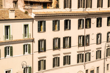 Architecture of the vintage building of the city of Rome, Italy