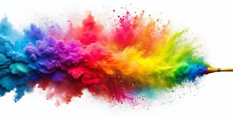 Fototapeta premium Professional Airbrush Tool with Colorful Holi Powder Explosion for Art and Modeling