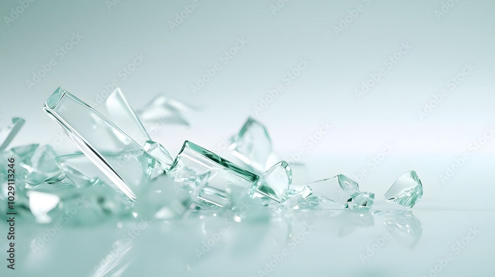 Aufkleber chaotic glimmer reflective glass shards illuminating jagged edges on floor - captivating fragments c