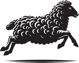 Black silhouette of domestic sheep on a white background vector illustration