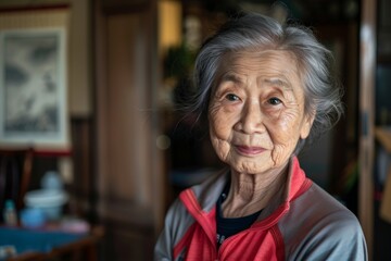 Portrait of a smiling senior woman in her home