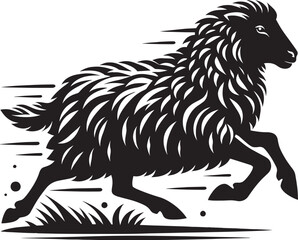 Black silhouette of domestic sheep on a white background vector illustration