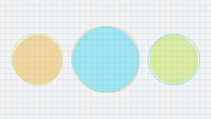 round frames on notebook paper sheet pattern with copy space , education and workbook blank design element