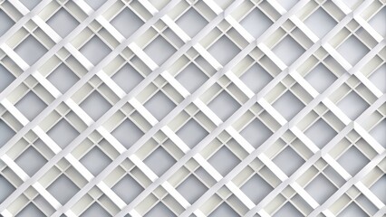 Contemporary design featuring a white and light grey square pattern with overlapping elements and shadows.