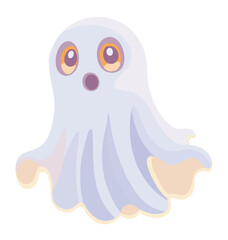 Cute ghost. Halloween character frightening children. Vector isolated illustration