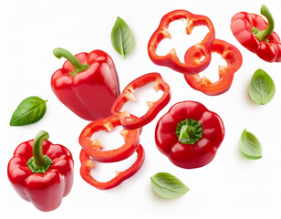 Fresh red pepper on white background, isolated.