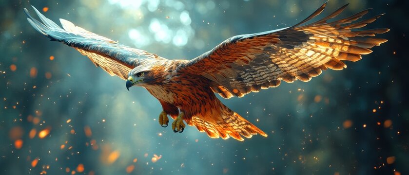 Low poly hawk in dynamic dive, showcasing sharp talons and fierce determination, vibrant colors enhance the thrilling moment of pursuit