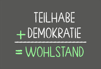 TEILHABE + DEMOKRATIE = WOHLSTAND, Kreidetafel