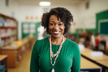 Portrait of a smiling female African American kindergarten teacher