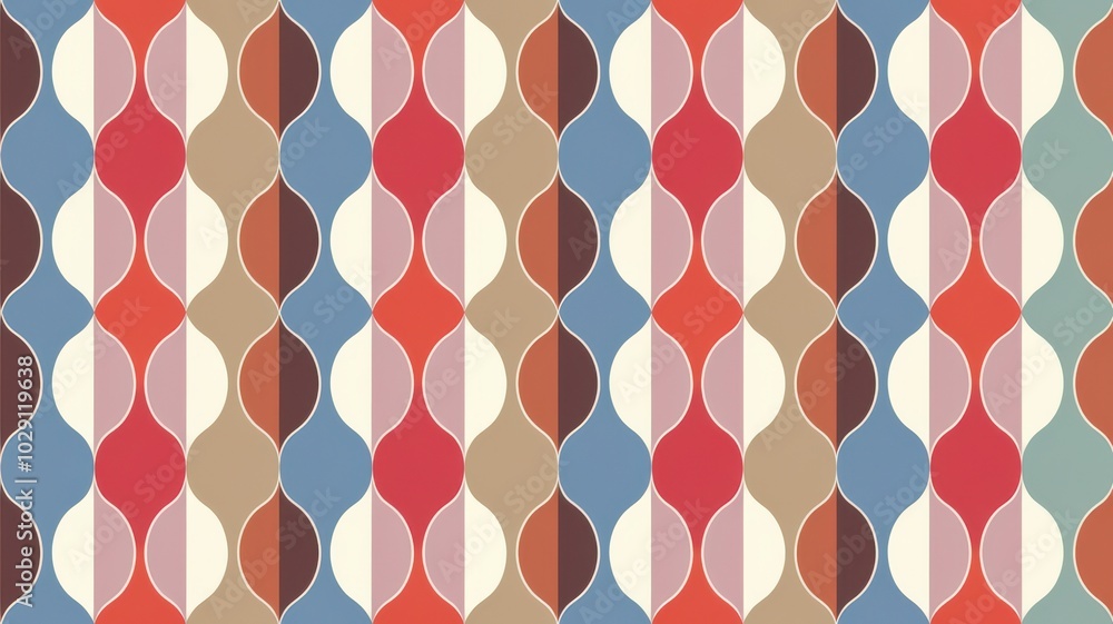 Poster colorful retro patterned background with circles and ovals, perfect for design.