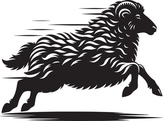 Black silhouette of domestic sheep on a white background vector illustration