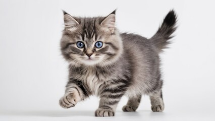 Blue siberian cat on grey background