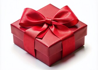 Obraz premium Red Gift Box with Ribbon Bow on Transparent Background for Holiday Celebrations and Gift Giving