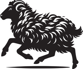 Black silhouette of domestic sheep on a white background vector illustration