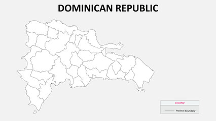 Dominican Republic Map. State map of Dominican Republic. Administrative map of Dominican Republic with states names in outline.