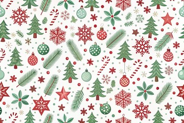 Simple Seamless Doodle Christmas Themed Pattern for Holiday Decor and Crafts