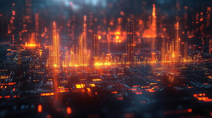 Fototapeta premium Energy Networks Merging with Digital Market Signals