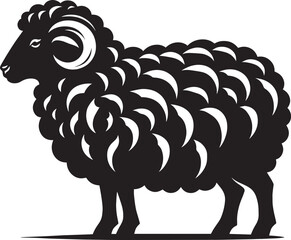 Black silhouette of domestic sheep on a white background vector illustration