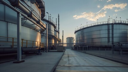 Obraz premium Industrial oil tanks in a oil refinery base