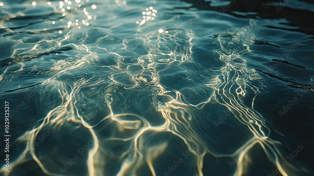 Aufkleber a close-up of transparent sea water with sunlight creating delicate patterns on the surface.