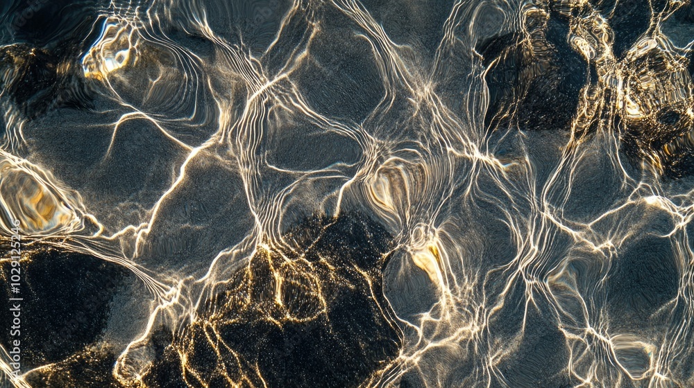 Aufkleber a close-up of transparent sea water with sunlight creating delicate patterns on the surface.