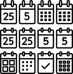 Set of different type of calendar icon vector illustration isolated on transparent background