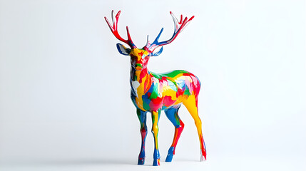 Vibrant Abstract Multicolored Deer Sculpture with Modern Artistic Design