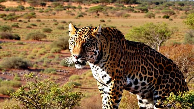 leopard in the wild savana onca