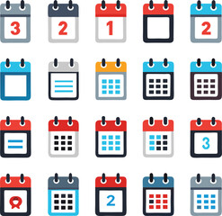 Set of different type of calendar icon vector isolated on white background