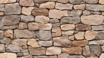 This seamless texture showcases a brown rock wall featuring weathered stones of various sizes and chipped edges, ideal for realistic design applications or backgrounds