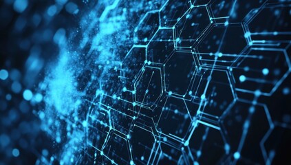 Obraz premium Abstract technology background with a hexagonal pattern and connection lines for digital data, innovation, science, or medical research Generative AI