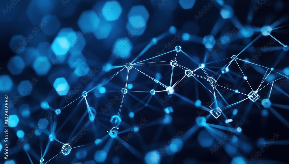 Poster abstract technology background with a hexagonal pattern and blue color on the digital business conce