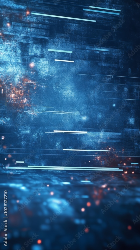 Poster abstract digital background with glowing lines and blue tones for tech themes.
