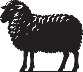 Black silhouette of domestic sheep on a white background vector illustration
